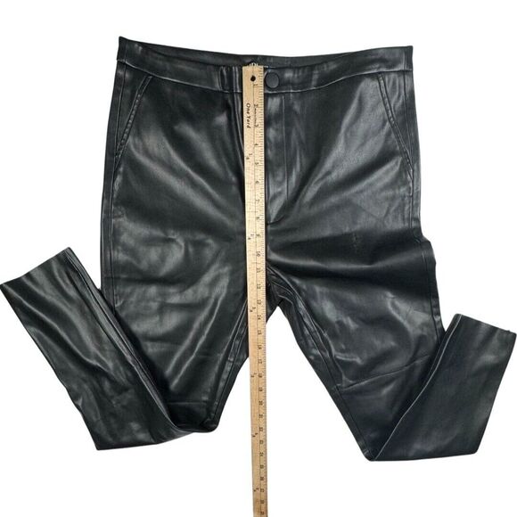 Zara Black Faux Leather Zip Ankle Pants Raw Hem Size XL - Picture 5 of 9